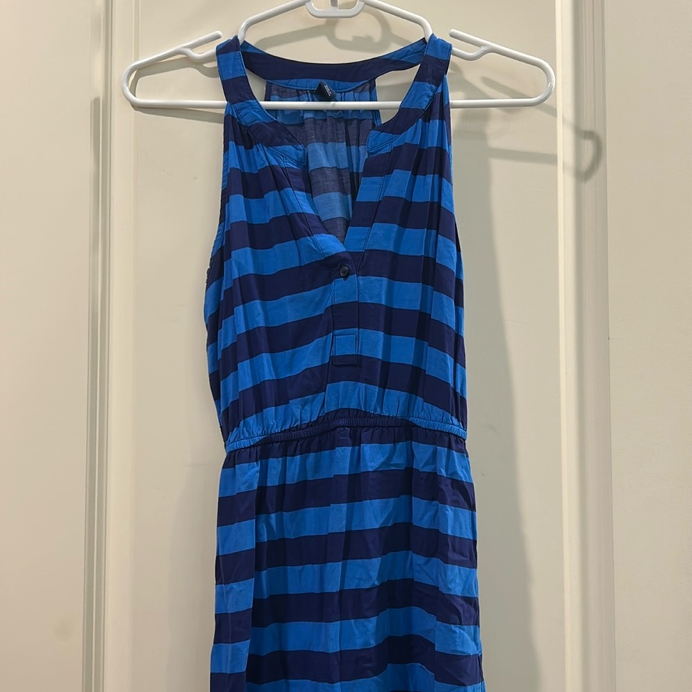 NWOT Old Navy Striped Racerback Tank Shirt Dress elastic waist Rayon size XS